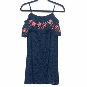 Blu Pepper Embroidered Crochet Dress